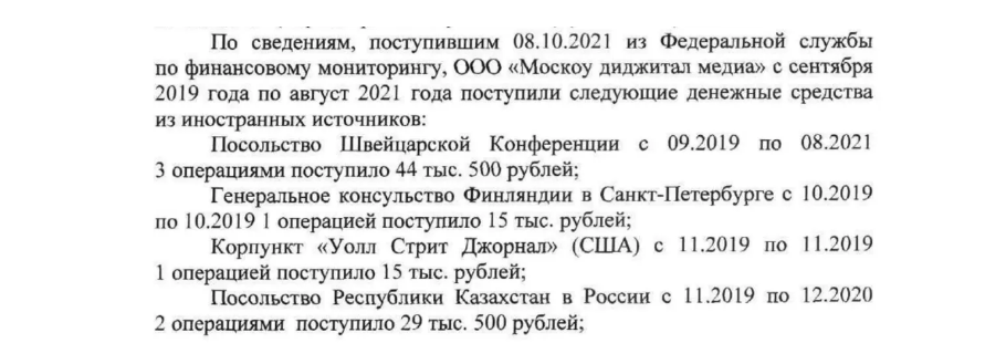 У Расіі выданне прызналі "замежным агентам", бо на яго падпісваліся амбасады