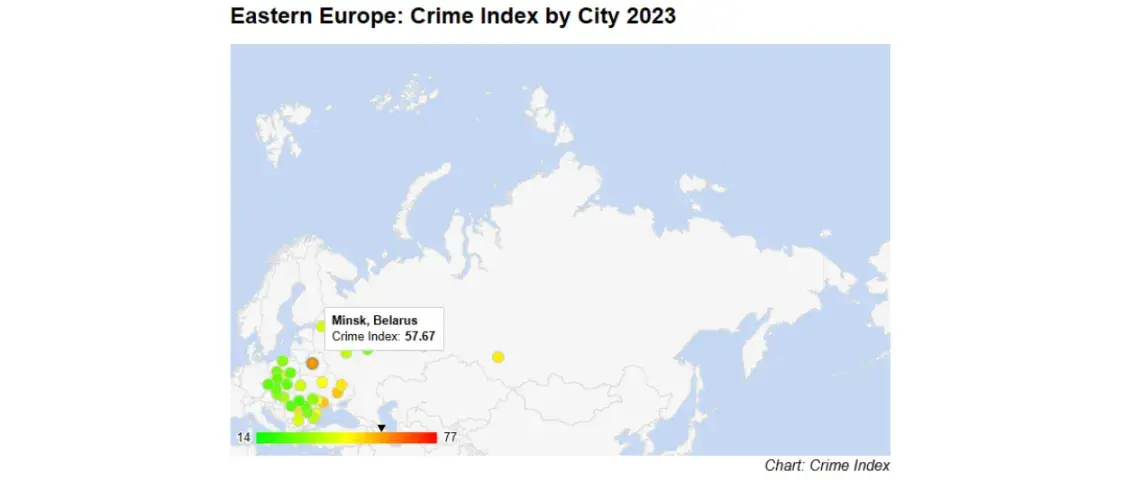Мінск узначаліў рэйтынг самых крымінальных гарадоў Усходняй Еўропы 