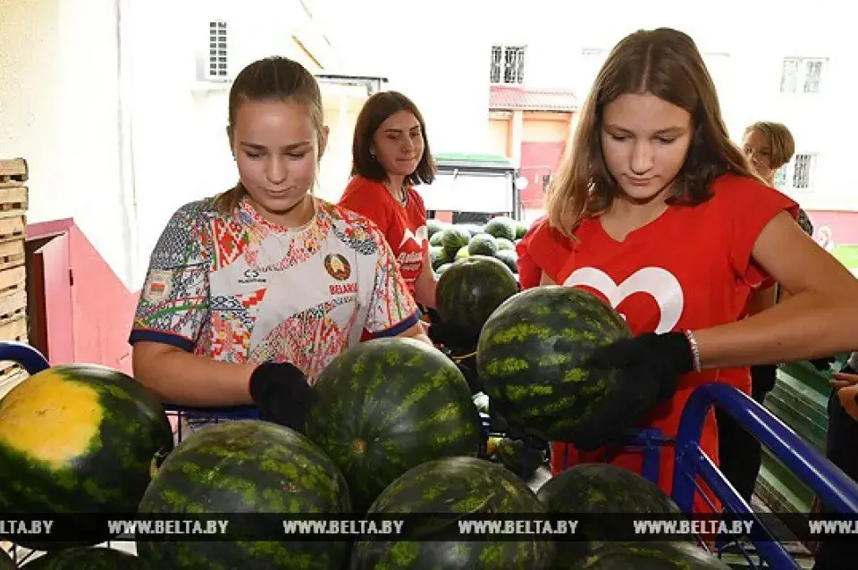 Сын Лукашэнкі прывез кавуны і бульбу з прэзідэнцкага поля ў дом-інтэрнат