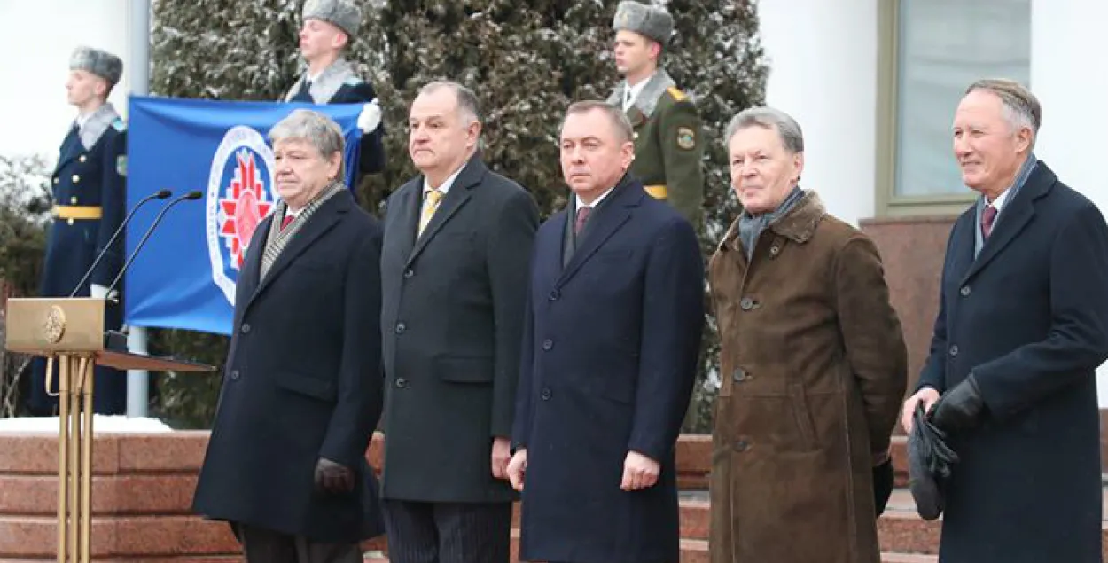 Mikhail Khvastou, Piotr Kraucanka, Uladzimir Makei, Uladzimir Sianko and Ural Latypau. Images by Belarus Foreign Ministry/http://mfa.gov.by