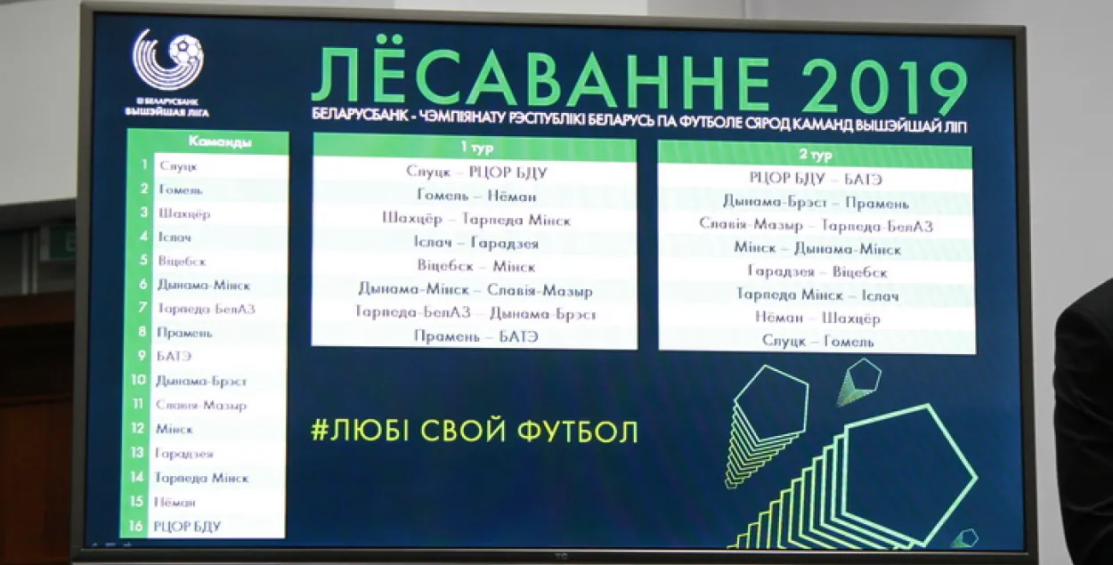 Прайшло лёсаванне чэмпіянату Беларусі па футболе ў вышэйшай лізе