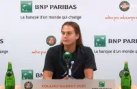 Aryna Sabalenka during the press conference at Roland Garros / twitter.com/josemorgado
