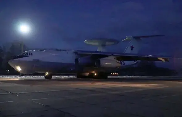 Российский самолет А-50 в Мачулищах / скриншот видео "Беларусь 1"