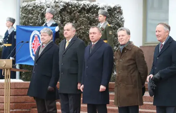 Mikhail Khvastou, Piotr Kraucanka, Uladzimir Makei, Uladzimir Sianko and Ural Latypau. Images by Belarus Foreign Ministry/http://mfa.gov.by