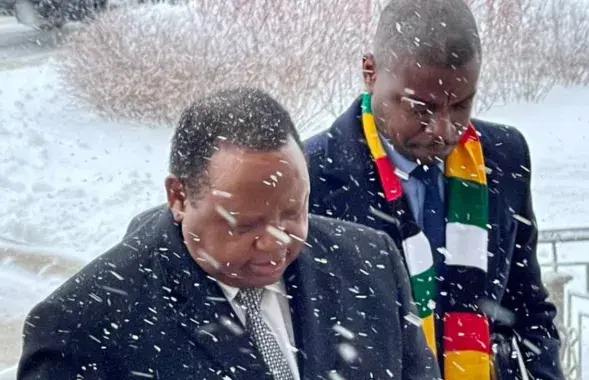 Гостей из Зимбабве в Минске засыпало снегом / Пресс-служба Лукашенко
