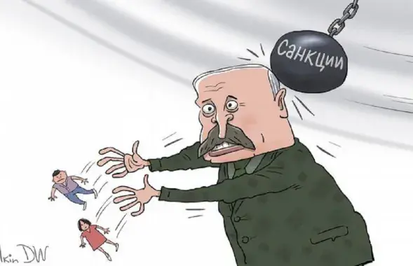 Угроза новых санкций "за внутреннюю ситуацию и поддержку России" / Карикатура dw.com
