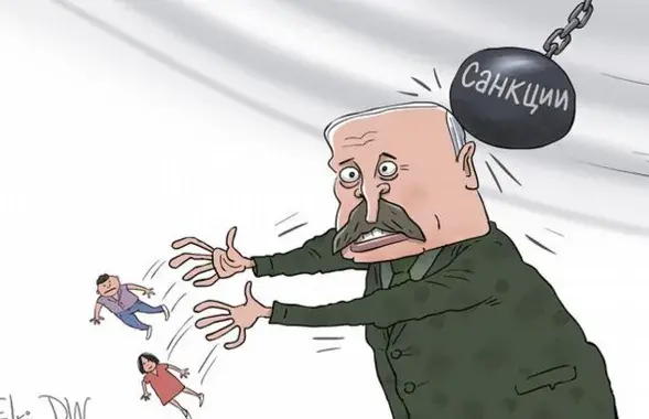 Александр Лукашенко и санкции / карикатура dw.com
