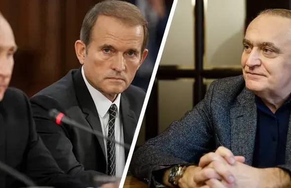 Vladimir Putin, Viktor Medvedchuk, and Absolutbank owner Mikalai Varabey / collage by Euroradio​