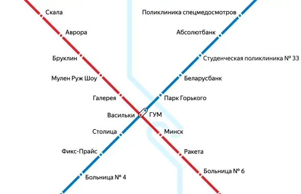 Так выглядит схема минского метро в соответствии с запросами Яндекса​