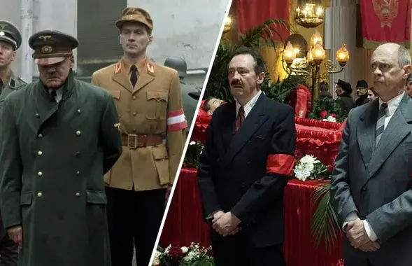 Кадры из фильмов "Крушение" и "Смерть Сталина" / коллаж Еврорадио
