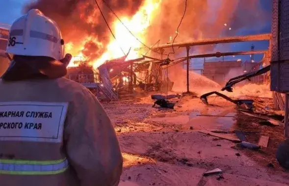 Пажар на нафтабазе ў Краснадарскім краі
