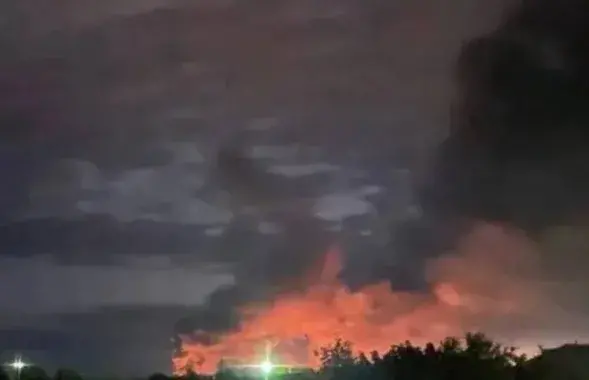 Пожар на нефтебазе под Курском
