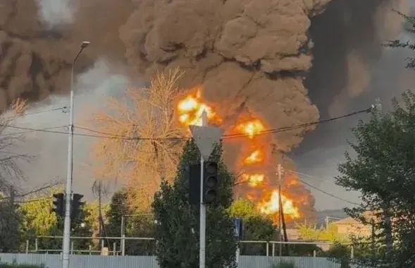 Пажар на нафтабазе ў Валгаградскай вобласці
