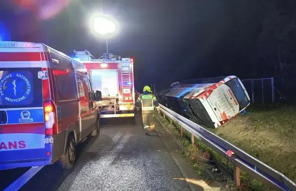 Беларускі аўтобус перакуліўся ў Польшчы
