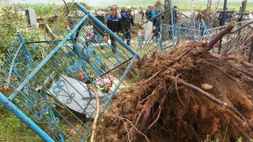 Ураган разбурыў могілкі ў вёсцы пад Мінскам (фотафакт)