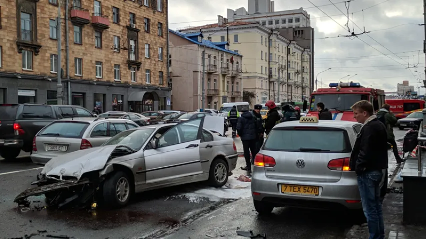 Падрабязнасці жорсткай аварыі на вуліцы Маскоўскай у Мінску